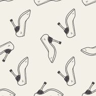 High-heeled shoes doodle seamless pattern background