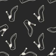 High-heeled shoes doodle seamless pattern background N2