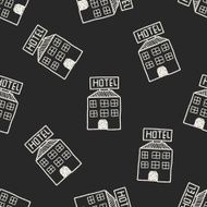 hotel doodle drawing seamless pattern background