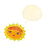 cartoon pretty sun with thought bubble