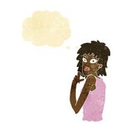 cartoon surprised woman with thought bubble N28