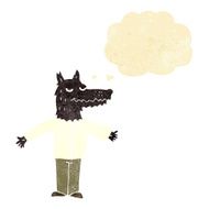 cartoon wolf with thought bubble N3