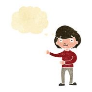 cartoon happy person with thought bubble N6