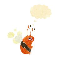 cartoon funny bee with thought bubble