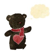 cartoon white teddy bear with love heart thought bubble