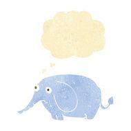 cartoon sad little elephant with thought bubble N2