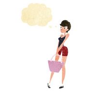 cartoon attractive woman shopping with thought bubble N2