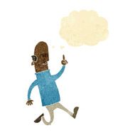 cartoon bald man with idea thought bubble N3