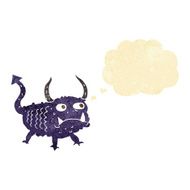 cartoon little demon with thought bubble N2