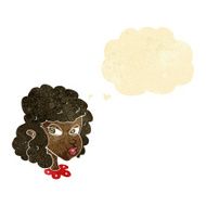 cartoon suspicious woman with thought bubble N4