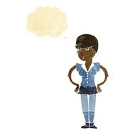 cartoon woman with hands on hips thought bubble N32