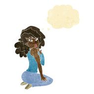 cartoon woman posing with thought bubble N2