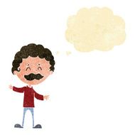cartoon happy man with mustache thought bubble N2