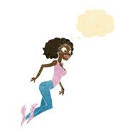 cartoon flying woman with thought bubble N2