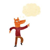 cartoon fox man with thought bubble N4