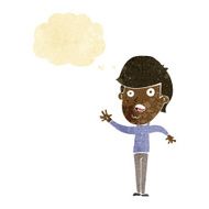 cartoon unhappy boy with thought bubble N4