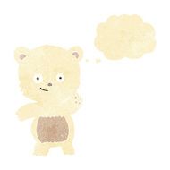 cartoon waving polar bear with thought bubble N6