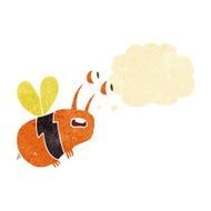 cartoon frightened bee with thought bubble