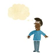 cartoon surprised man with thought bubble N4