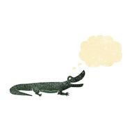cartoon happy crocodile with thought bubble
