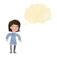 cartoon cautious woman with thought bubble N2