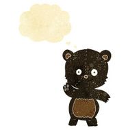 cartoon waving black bear with thought bubble N7