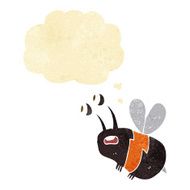 cartoon frightened bee with thought bubble N2