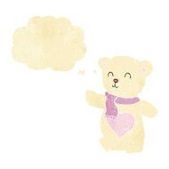 cartoon white teddy bear with love heart thought bubble N2