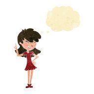 cartoon girl making point with thought bubble N2