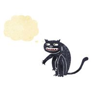 cartoon black cat with thought bubble N3