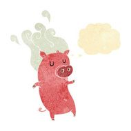 smelly cartoon pig with thought bubble