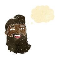 cartoon laughing bearded man with thought bubble