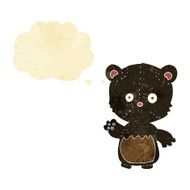 cartoon little black bear waving with thought bubble