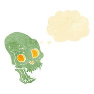 cartoon spooky vampire skull with thought bubble