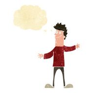 cartoon happy man with thought bubble N62