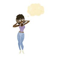 cartoon pretty woman with thought bubble N26