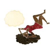 cartoon woman lying on floor with thought bubble N4