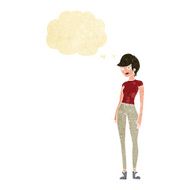 cartoon modern attractive woman with thought bubble N2