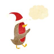 cartoon christmas robin with thought bubble