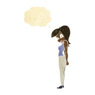 cartoon pretty woman with thought bubble N27