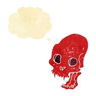 cartoon spooky vampire skull with thought bubble N2
