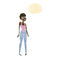 cartoon pretty woman with thought bubble N28