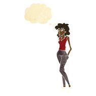 cartoon pretty woman with thought bubble N29