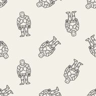 knight doodle seamless pattern background N8