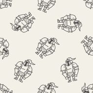 knight doodle seamless pattern background N10