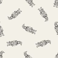 knight doodle seamless pattern background N11