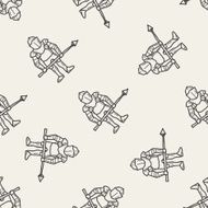 knight doodle seamless pattern background N15