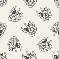 knight doodle seamless pattern background N16