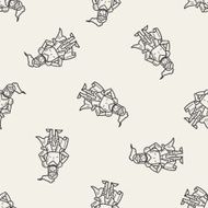 knight doodle seamless pattern background N17