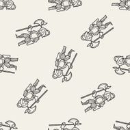 knight doodle seamless pattern background N18